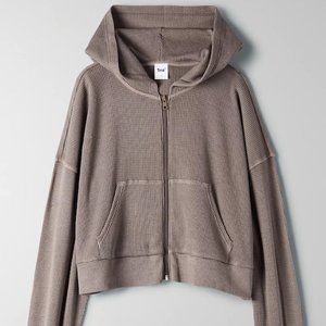 TNA waffle zip sweater